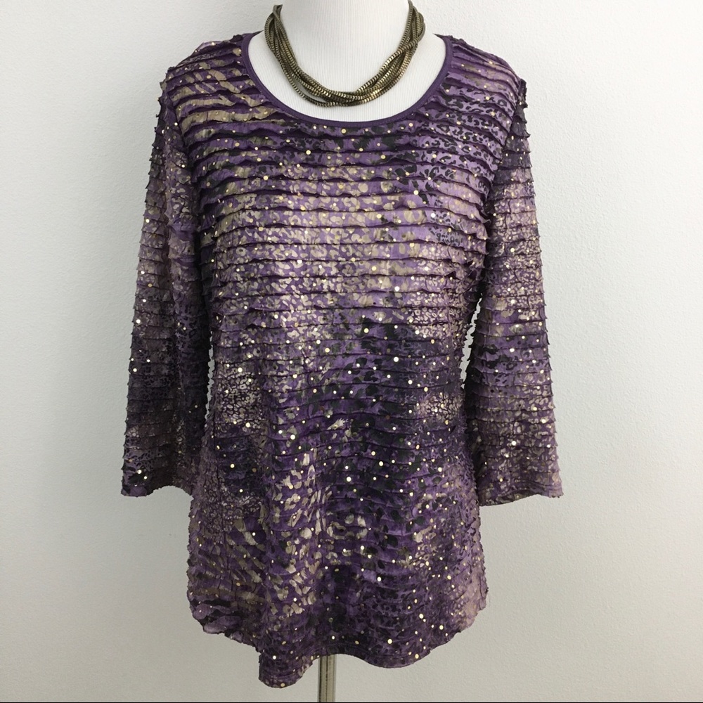 🔴 Purple Layered Ruffle Blouse